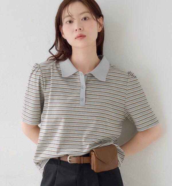  「【S.Mサイズ展開】ボーダーポロTEE」|ポロシャツ|