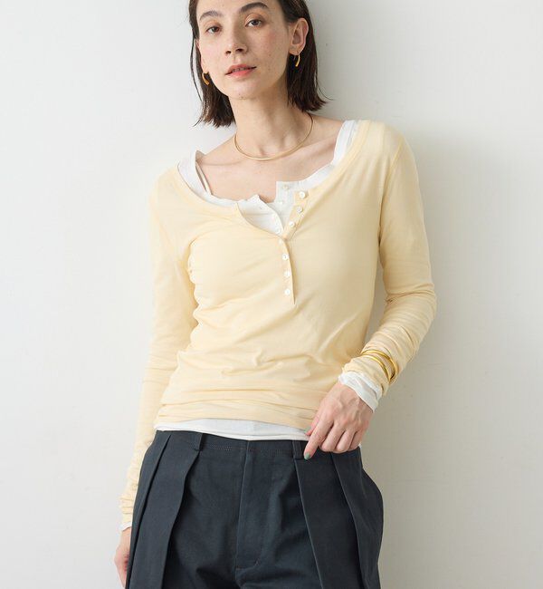  「【La nature linge】キュプラハイツイストヘンリーロンTee」|Tシャツ・カットソー|