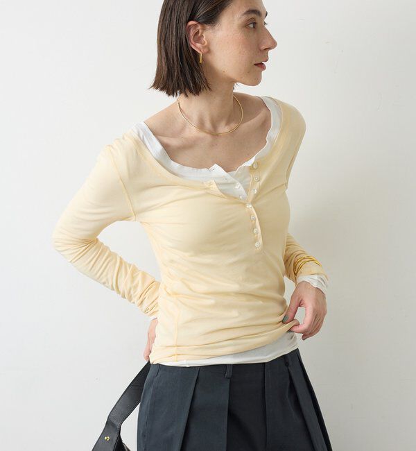  「【La nature linge】キュプラハイツイストヘンリーロンTee」|Tシャツ・カットソー|
