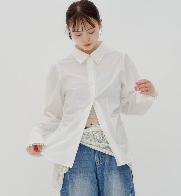  「【lilium by lily】ビジュー襟シェイプシャツ」|シャツ・ブラウス|