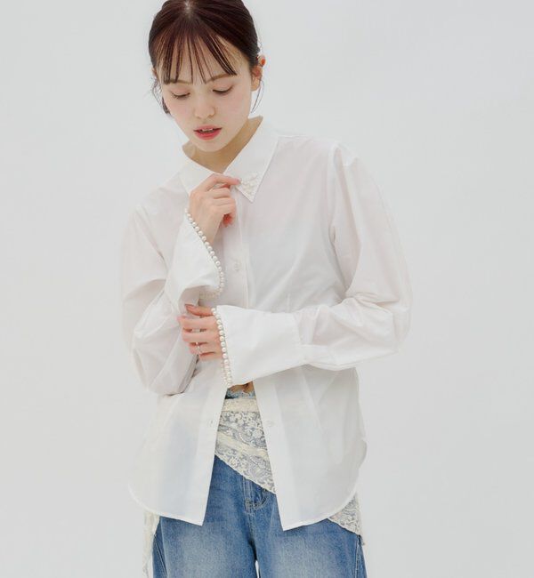  「【lilium by lily】ビジュー襟シェイプシャツ」|シャツ・ブラウス|