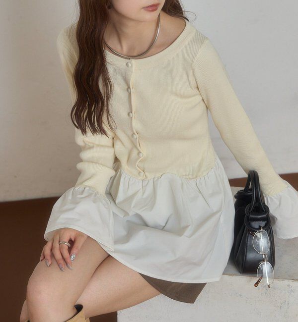  「ウェーブフリルリブニット」|パーカー|