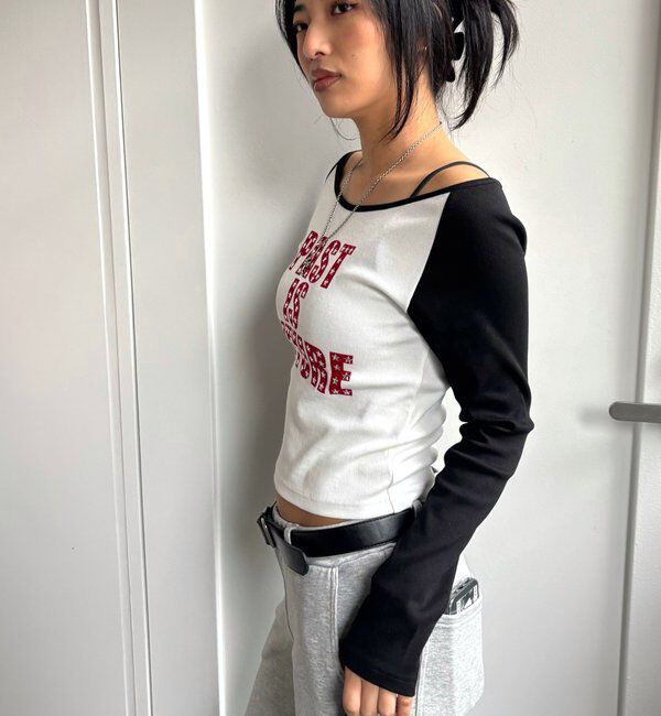  「スタースタッズラグランロゴトップス」|Tシャツ・カットソー|