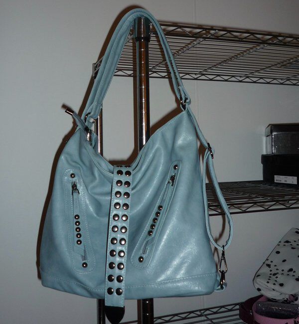 「【新色追加】2WAYドットスタッズリンプバッグ」|ショルダー・メッセンジャー|サックスブルー