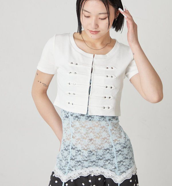  「【WEB限定サイズあり】ナポレオンショート半袖トップス」|Tシャツ・カットソー|