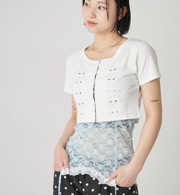  「【WEB限定サイズあり】ナポレオンショート半袖トップス」|Tシャツ・カットソー|