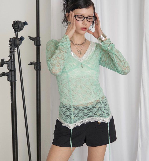  「【26AW新色カラーあり】レースガータートップス」|Tシャツ・カットソー|
