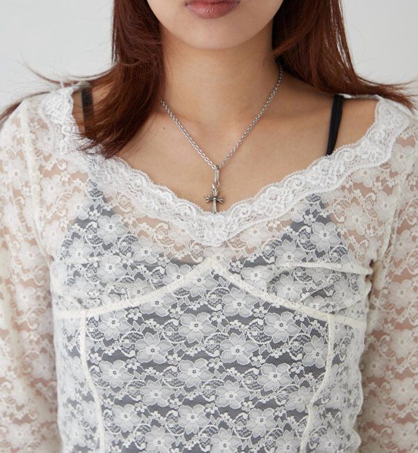  「【26AW新色カラーあり】レースガータートップス」|Tシャツ・カットソー|