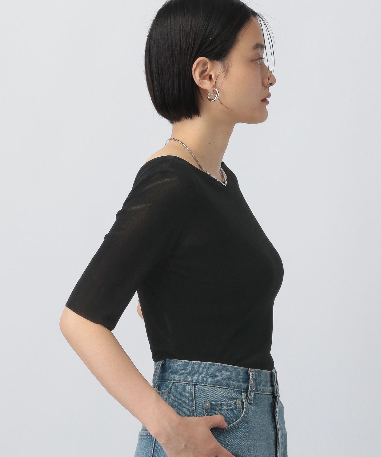 A part by 「ベロアプルオーバー_5分袖」|Tシャツ・カットソー|