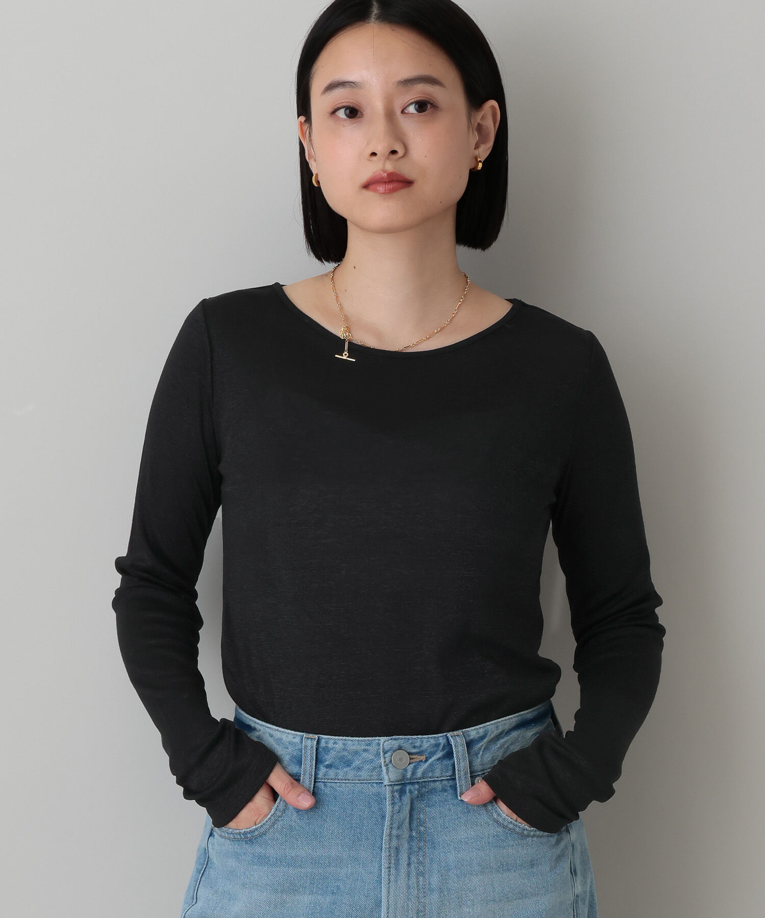 A part by 「ラメシアーカット_長袖」|Tシャツ・カットソー|ブラック