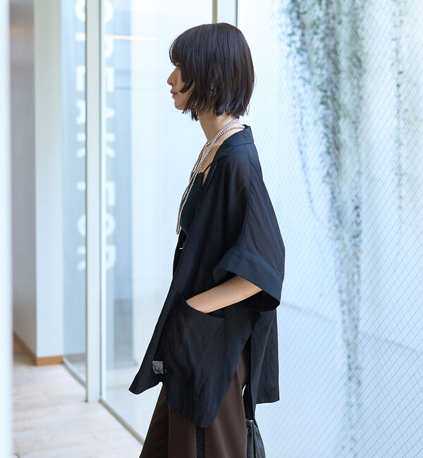 Rouge vif「【人気追加】強撚半袖シアーフォルムジャケット」|テーラードジャケット|