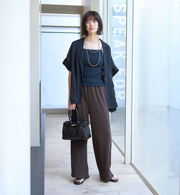 Rouge vif「【人気追加】強撚半袖シアーフォルムジャケット」|テーラードジャケット|