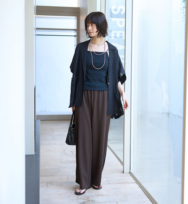 Rouge vif「【人気追加】強撚半袖シアーフォルムジャケット」|テーラードジャケット|