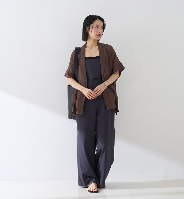 Rouge vif「【人気追加】強撚半袖シアーフォルムジャケット」|テーラードジャケット|