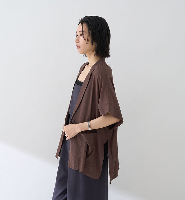 Rouge vif「【人気追加】強撚半袖シアーフォルムジャケット」|テーラードジャケット|