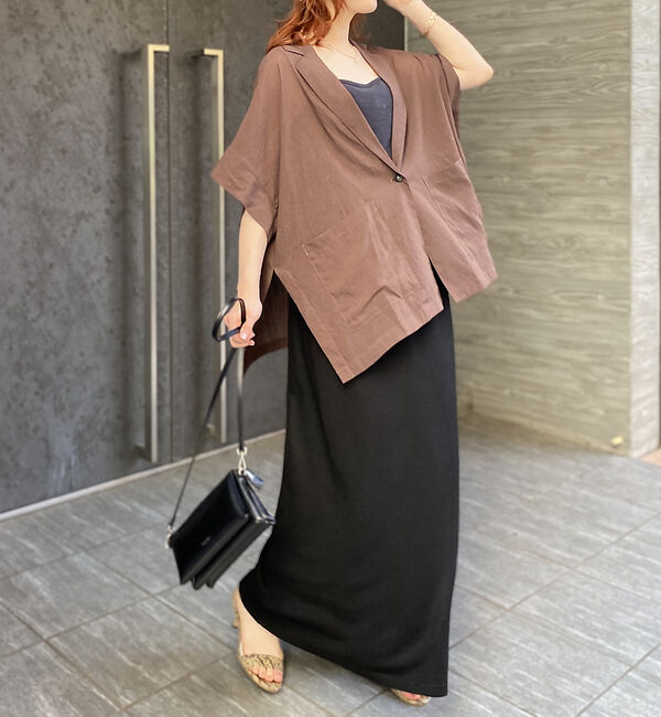 Rouge vif「【人気追加】強撚半袖シアーフォルムジャケット」|テーラードジャケット|