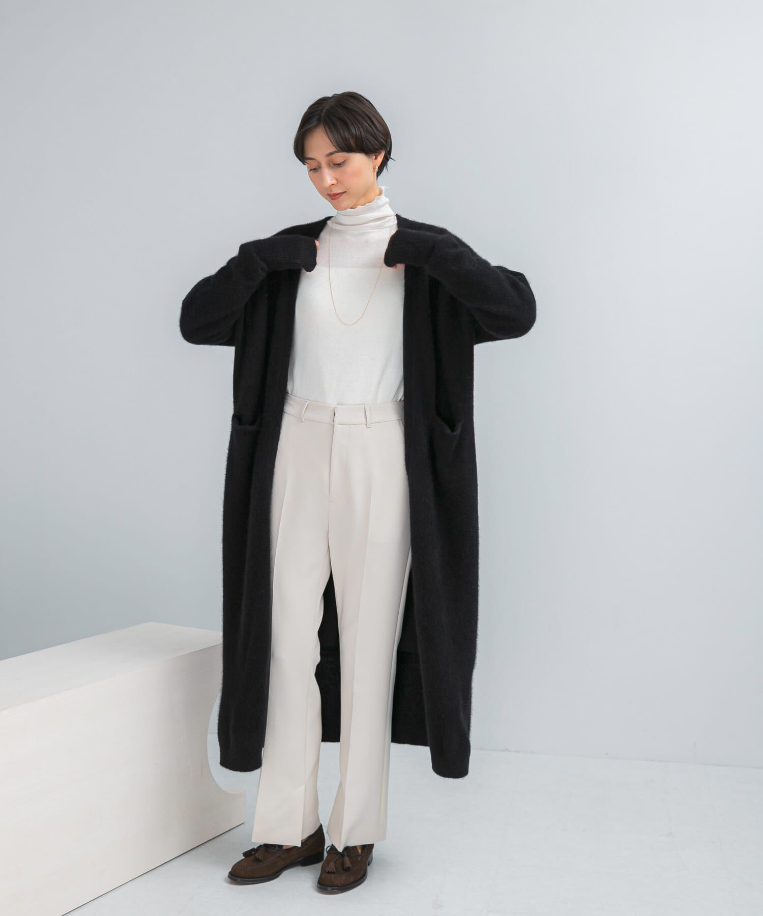 URBAN RESEARCH ROSSO「ファーニットロングガウン」|カーディガン|