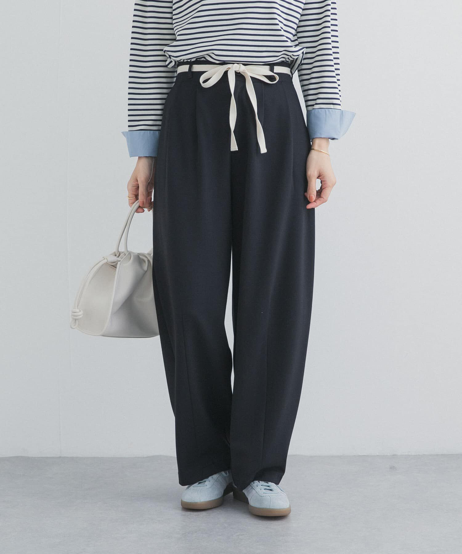 URBAN RESEARCH DOORS「ウエストリボンカットカーブパンツ」|その他|ブラック