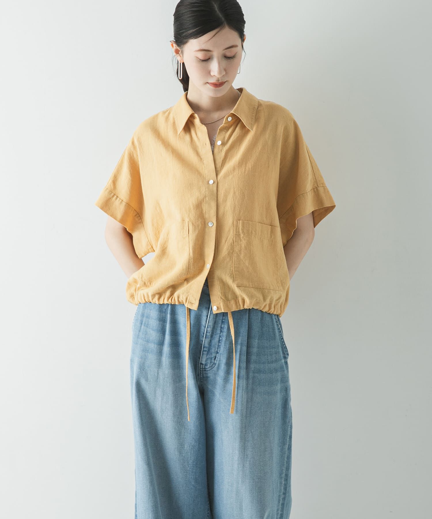 URBAN RESEARCH「ラミーレーヨンハーフスリーブシャツ」|シャツ・ブラウス|