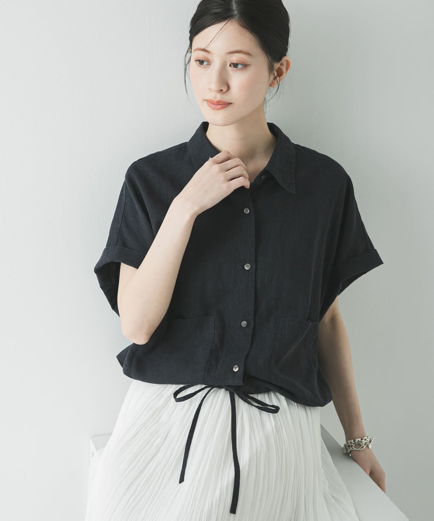 URBAN RESEARCH「ラミーレーヨンハーフスリーブシャツ」|シャツ・ブラウス|
