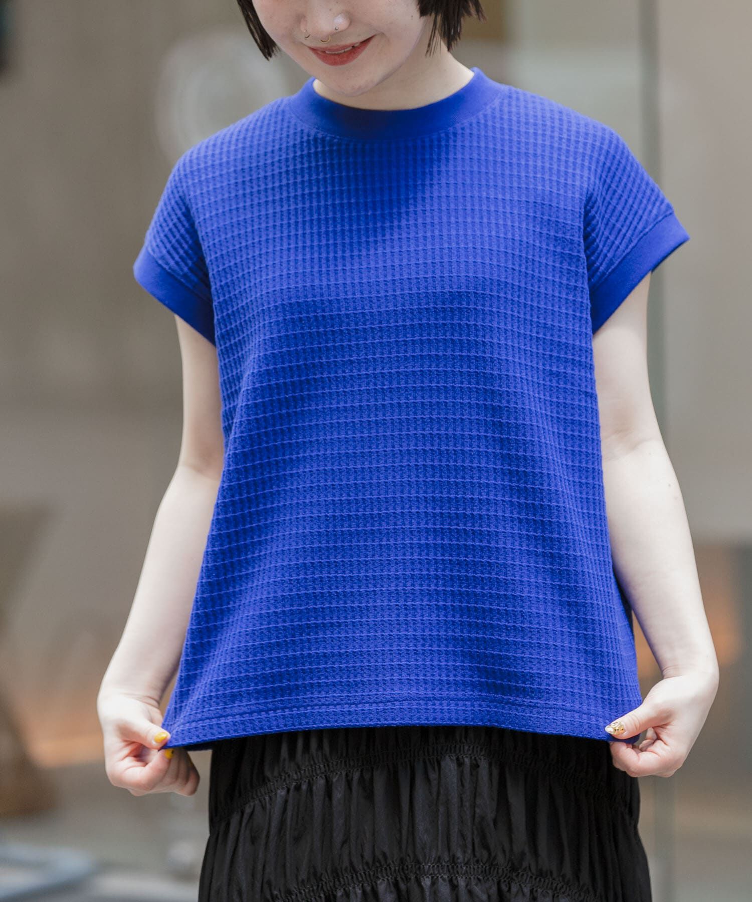 URBAN RESEARCH DOORS「FORK&SPOON　ワッフルバックボタンプルオーバー」|Tシャツ・カットソー|ブルー