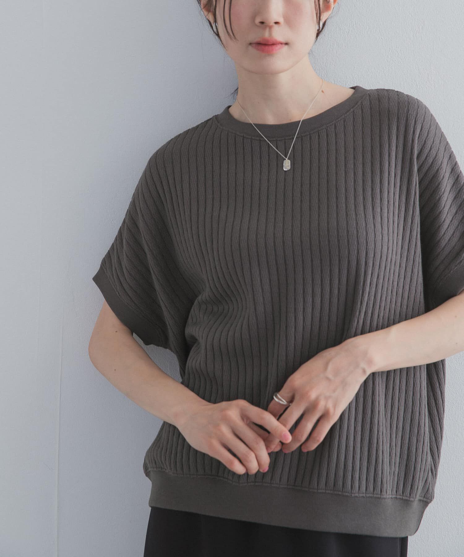 URBAN RESEARCH DOORS「ハニカムタックフレンチプルオーバー」|Tシャツ・カットソー|チャコールグレー