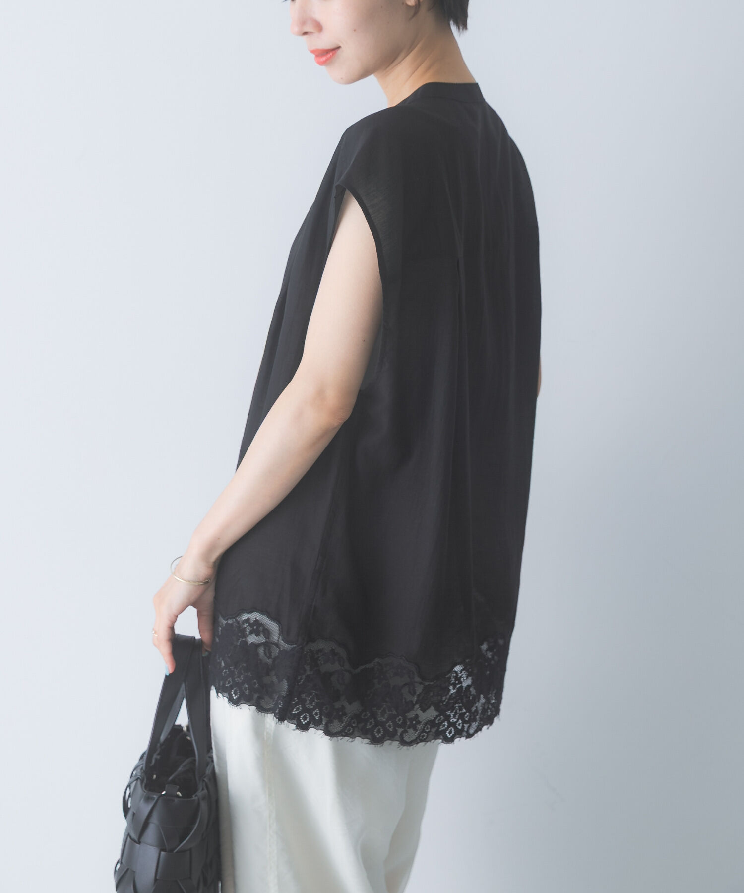 URBAN RESEARCH ROSSO「CHIGNON　レースシアーフレンチブラウス」|シャツ・ブラウス|