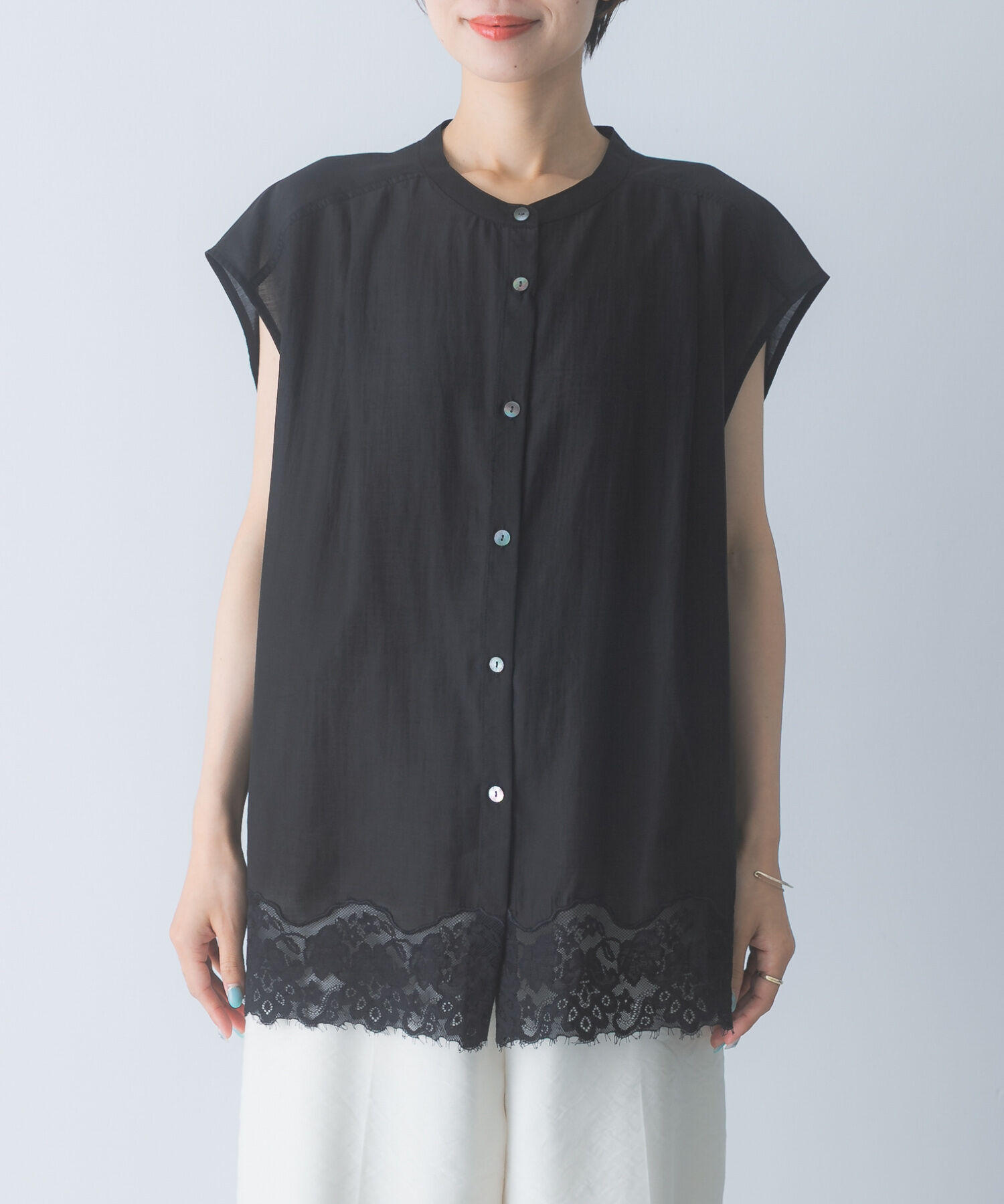 URBAN RESEARCH ROSSO「CHIGNON　レースシアーフレンチブラウス」|シャツ・ブラウス|