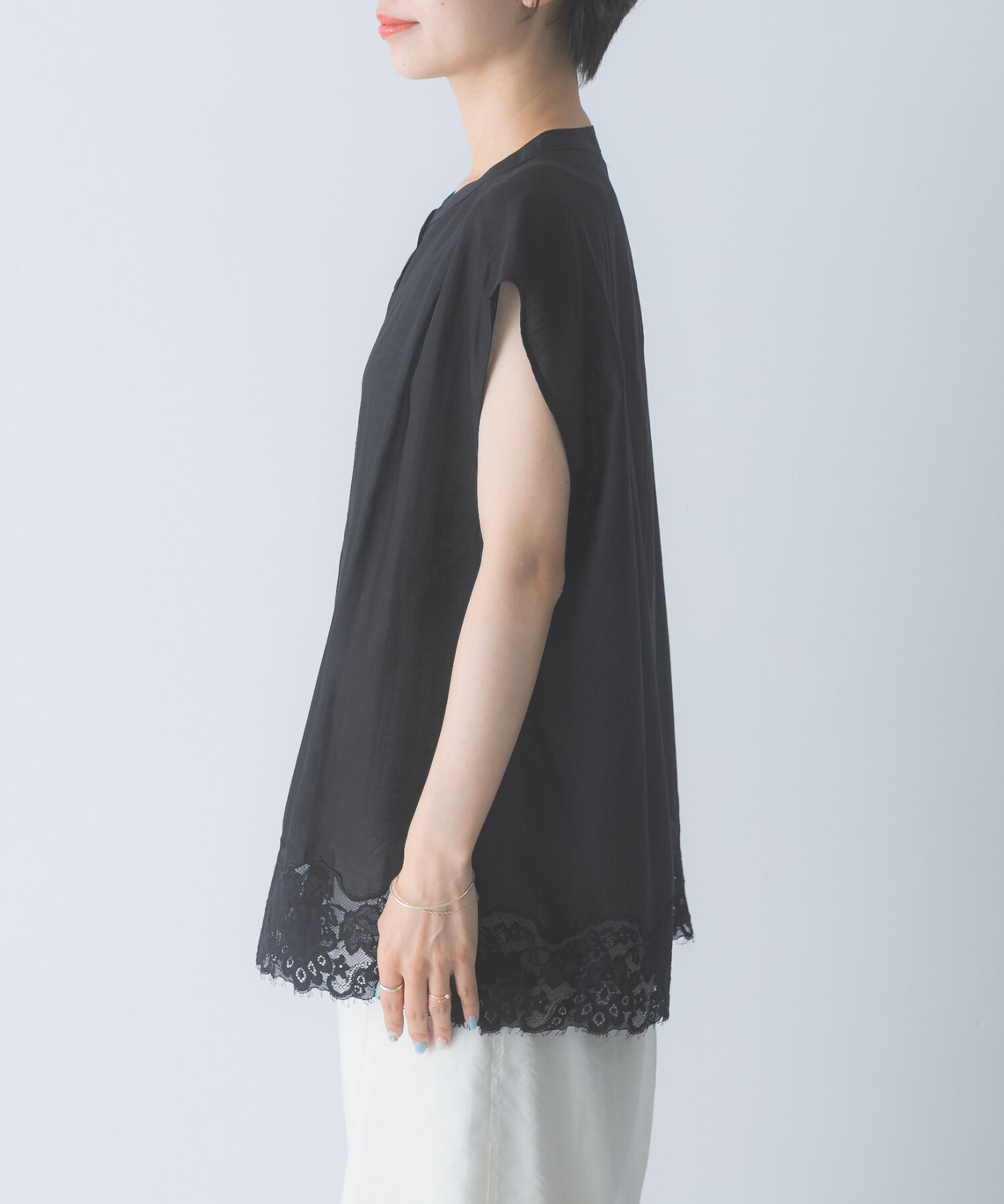 URBAN RESEARCH ROSSO「CHIGNON　レースシアーフレンチブラウス」|シャツ・ブラウス|