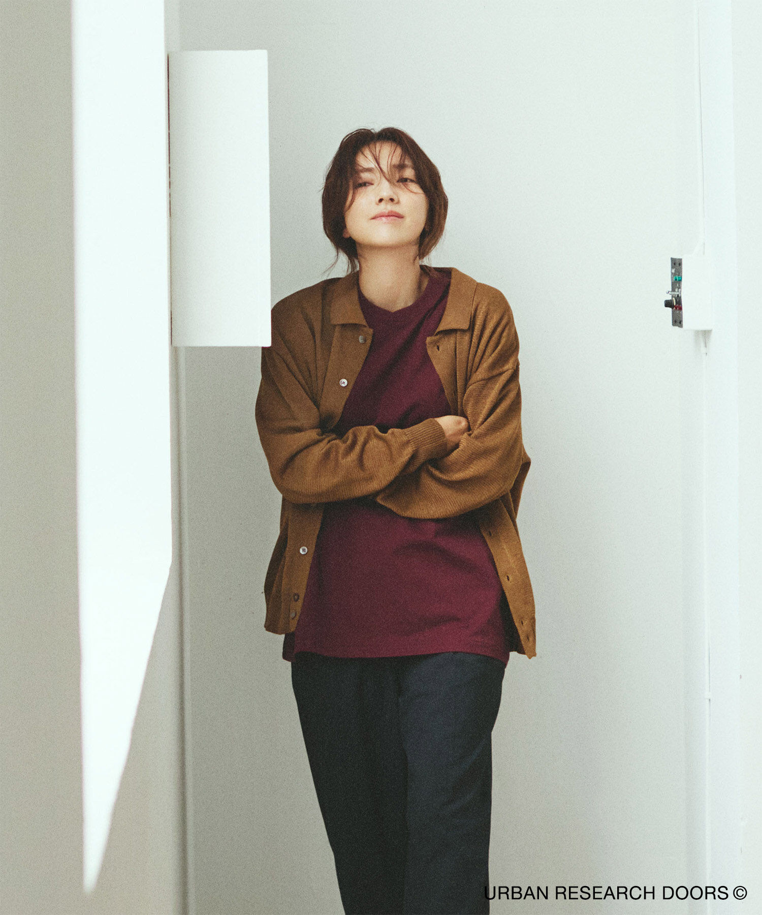 URBAN RESEARCH DOORS「『洗濯可/UVカット』『URTECH』Aircare ロングスリーブシャツカーディガン」|カーディガン|ブラウン