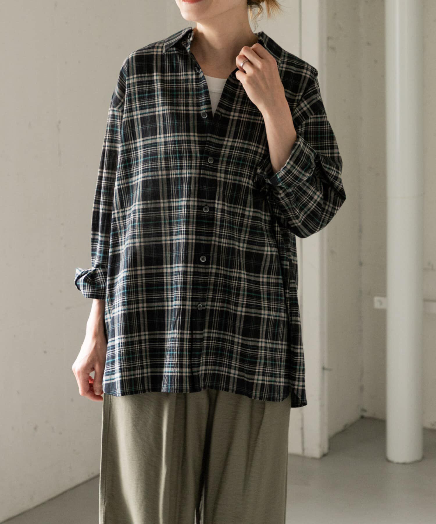 URBAN RESEARCH DOORS「FORK&SPOON　シアーチェックシャツ」|シャツ・ブラウス|