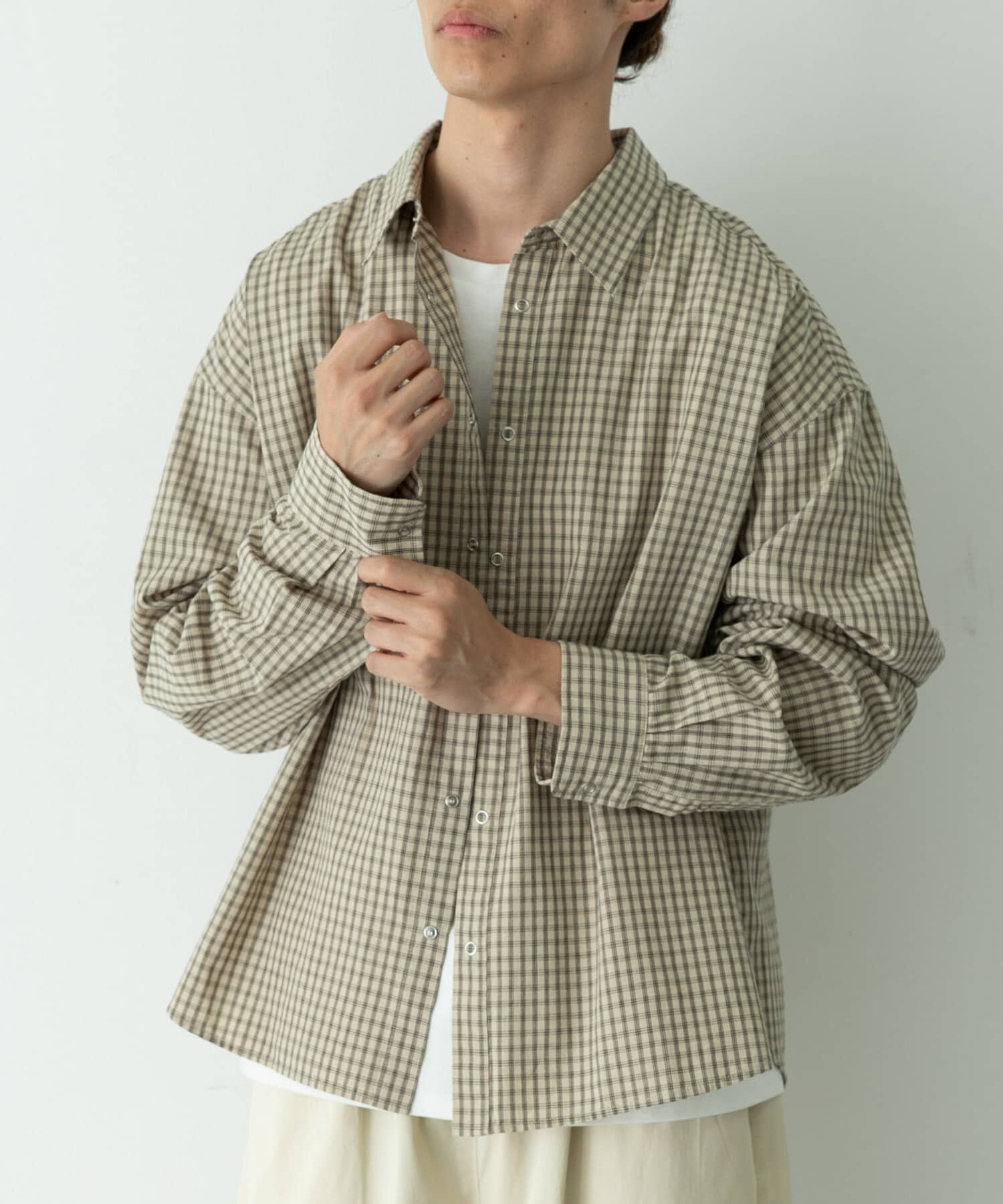 Sonny Label 「サンドウォッシュチェックレギュラーシャツ」|シャツ・ブラウス|ベージュ系その他