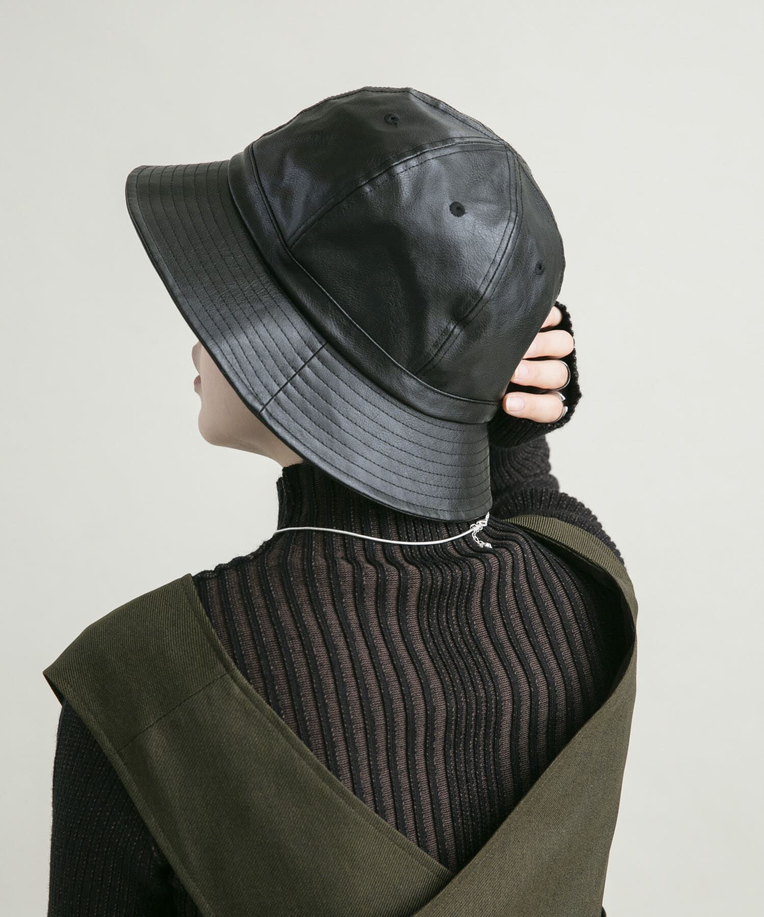  「レザーバケットHAT」|ハット|ブラック