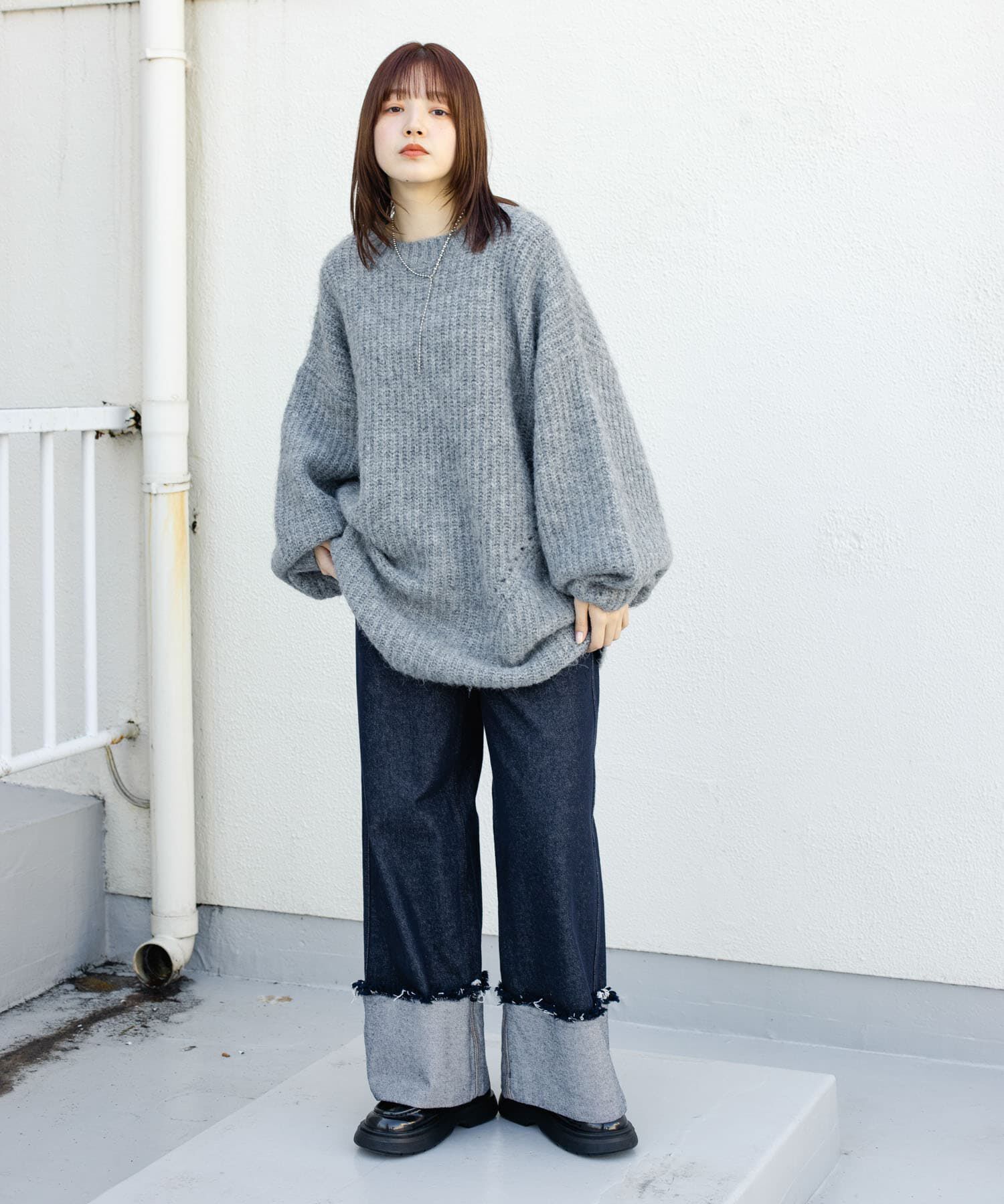  「ボリュームニットミニワンピース」|ワンピース|