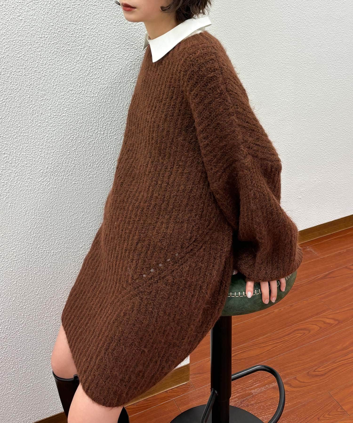  「ボリュームニットミニワンピース」|ワンピース|