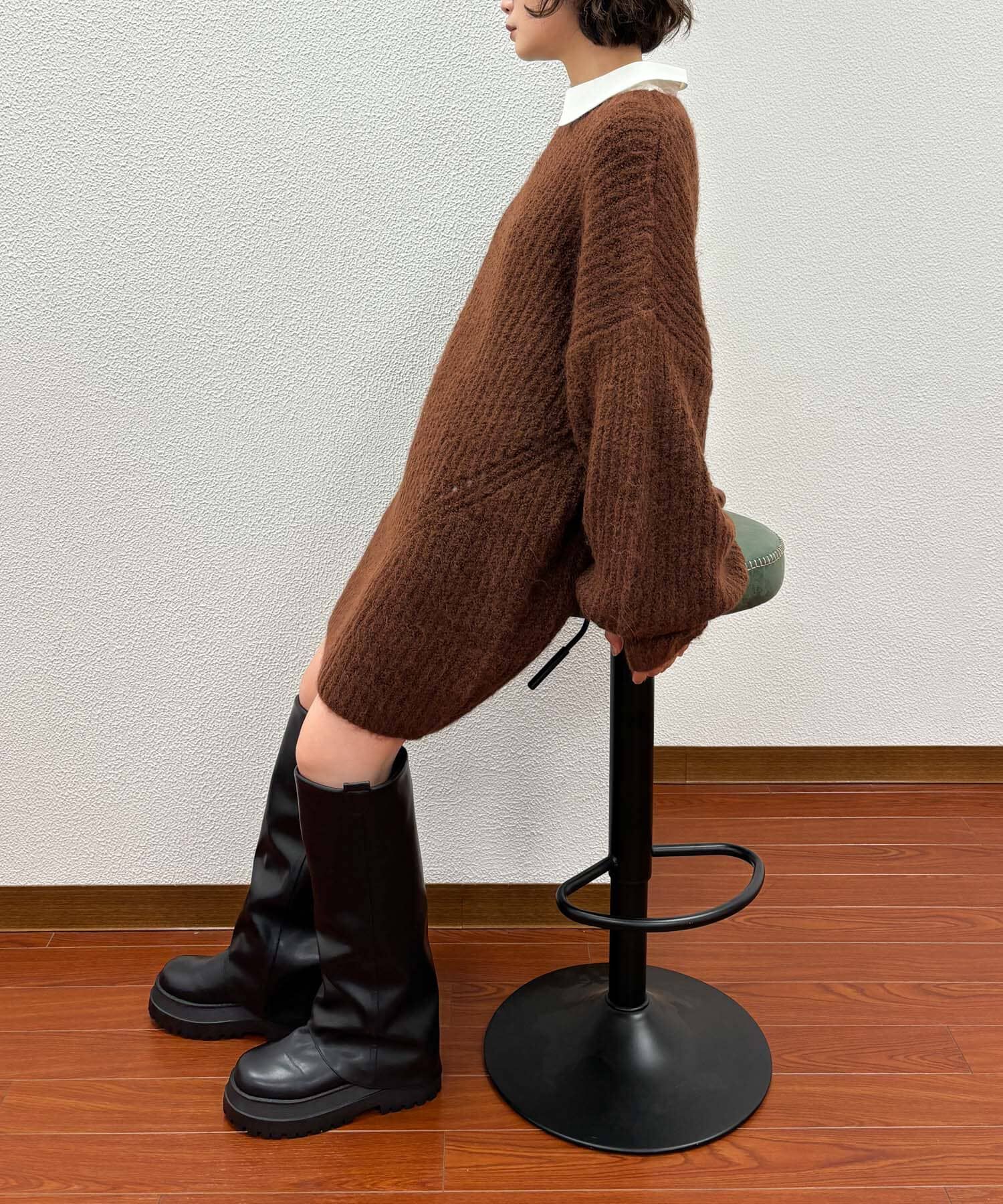  「ボリュームニットミニワンピース」|ワンピース|