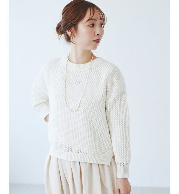 le.coeur blanc「《手洗い可能》テープヤーンメッシュプルオーバー」|ニット・セーター|