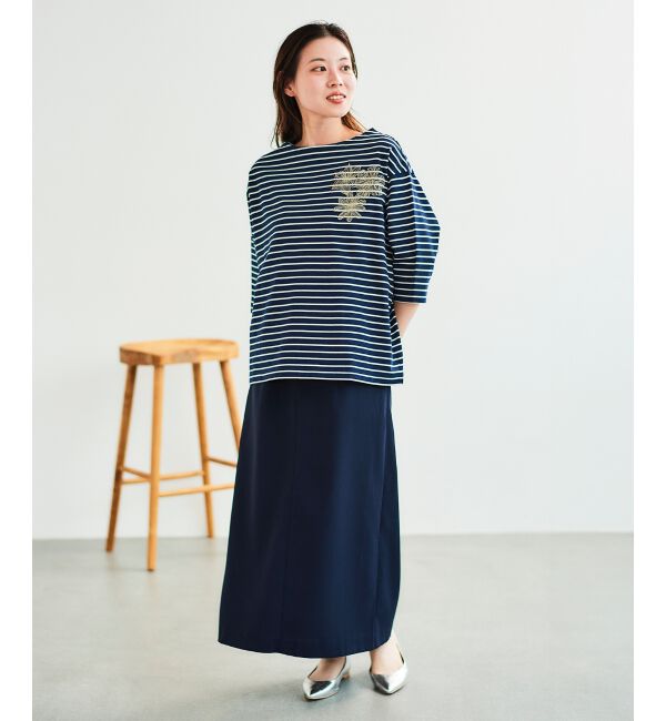 le.coeur blanc「ボーダーモチーフ刺繍カットソー」|Tシャツ・カットソー|