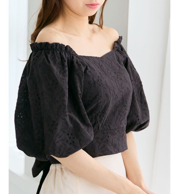 MAJESTICLEGON「刺繍レースコットンブラウス」|シャツ・ブラウス|ブラック