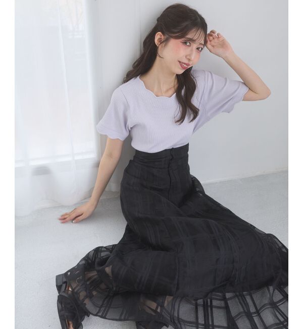  「スカラップデザイントップス」|Tシャツ・カットソー|