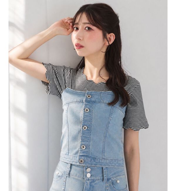  「スカラップデザイントップス」|Tシャツ・カットソー|