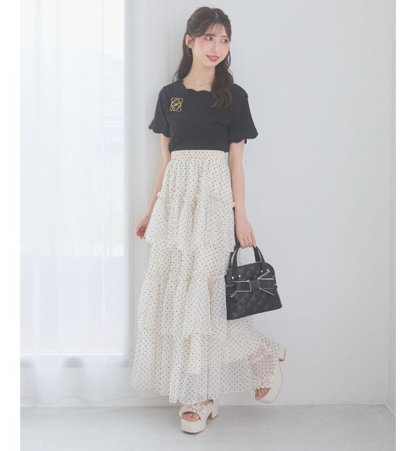  「スカラップデザイントップス」|Tシャツ・カットソー|