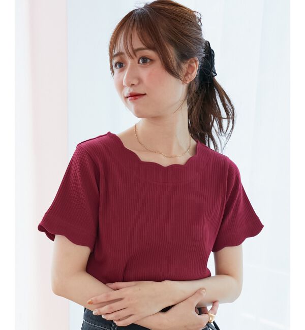  「スカラップデザイントップス」|Tシャツ・カットソー|