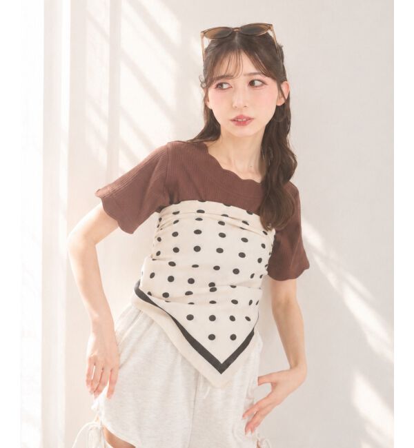 「スカラップデザイントップス」|Tシャツ・カットソー|