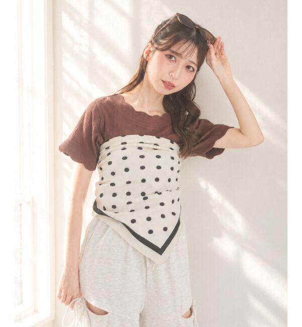  「スカラップデザイントップス」|Tシャツ・カットソー|