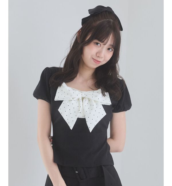  「ビッグリボンレイヤードトップス」|Tシャツ・カットソー|