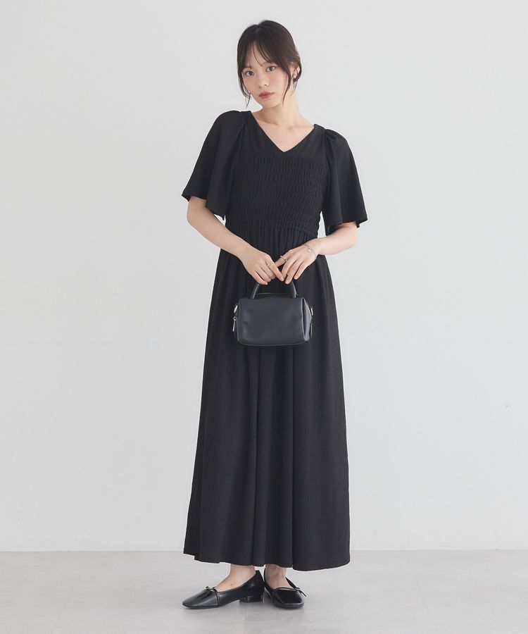 earth music&ecology「2wayシャーリングワンピース」|ワンピース|Black
