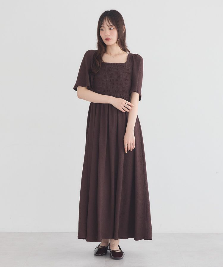 earth music&ecology「2wayシャーリングワンピース」|ワンピース|Brown