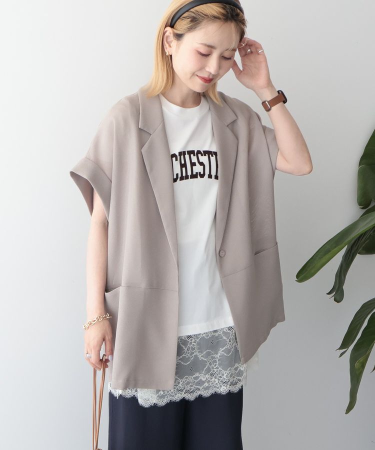 AMERICAN HOLIC「メッシュフレンチジャケット」|テーラードジャケット|Gray Beige