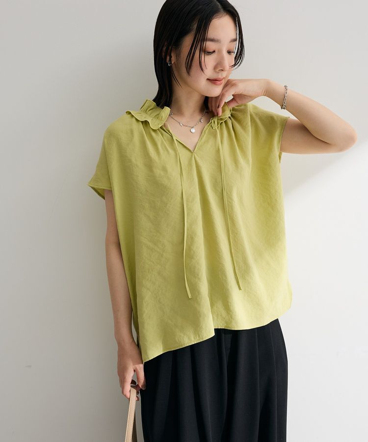 Green Parks「衿フリルブラウス」|シャツ・ブラウス|Lime Green